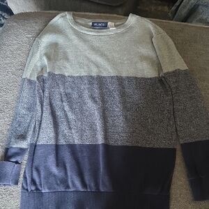 Place Men's Gray and Navy Crewneck Sweater